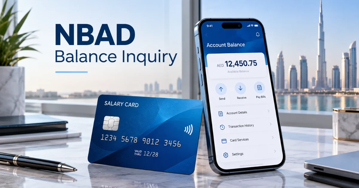 NBAD balance inquiry for FAB and Ratibi cards in the UAE