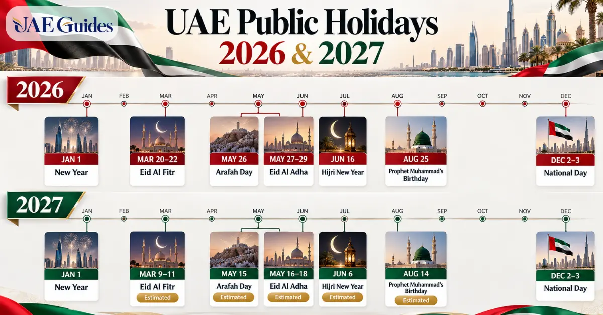 UAE public holidays 2026 and 2027 timeline