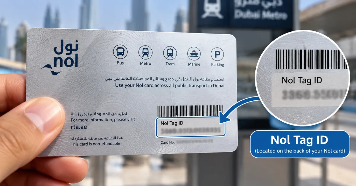 Where to find the nol tag ID on a nol card