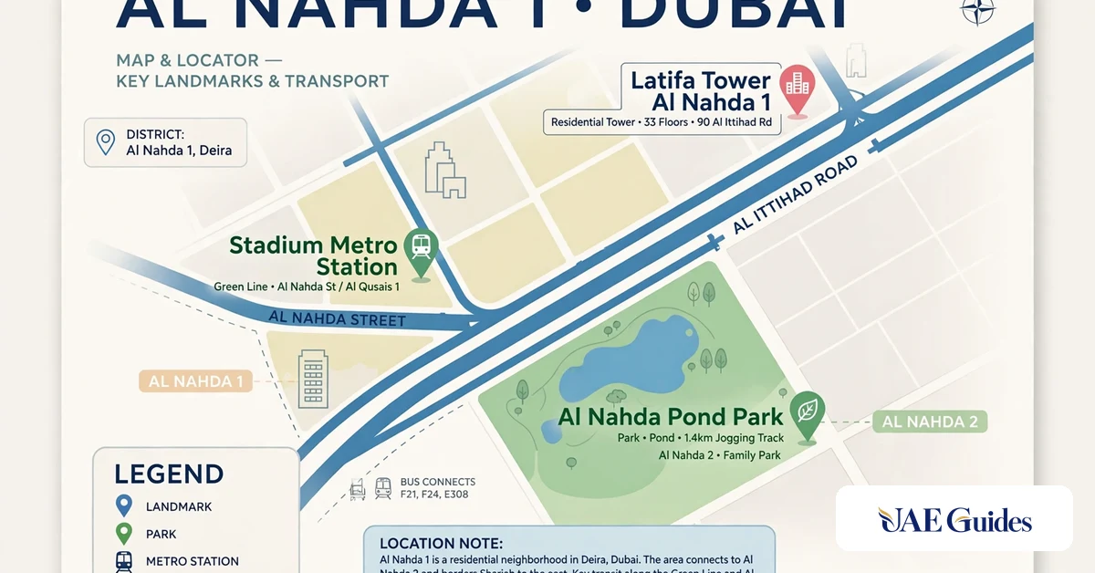 Latifa Tower Al Nahda 1 Dubai location map.